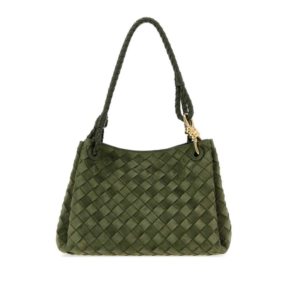 Bottega Veneta Women Green Suede Parachute Shoulder Bag